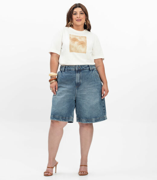 Blusa Manga Curta Feminina Plus Size Secret Glam Marrom