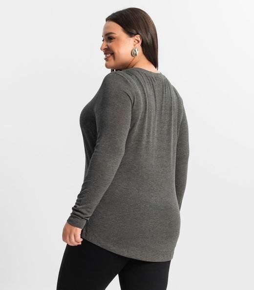 Blusa Manga Longa Visco Tricot Secret Glam Cinza