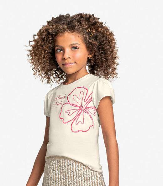 Blusa Manga Curta Infantil Feminina Trick Nick Bege
