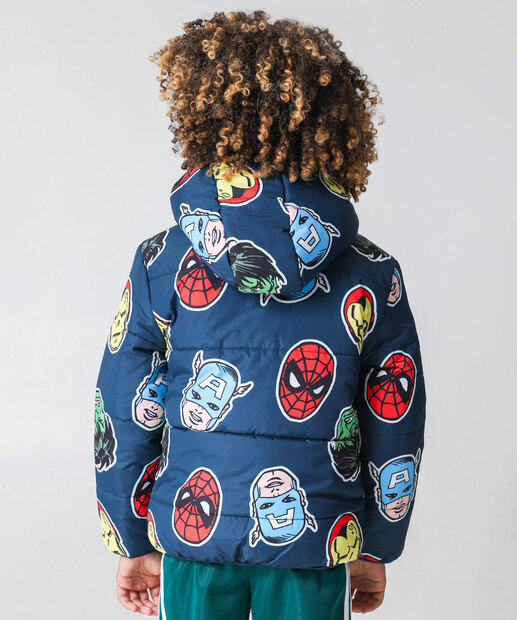 Jaqueta Infantil Puffer Super Heróis Marvel Tam 4 a 10 Azul