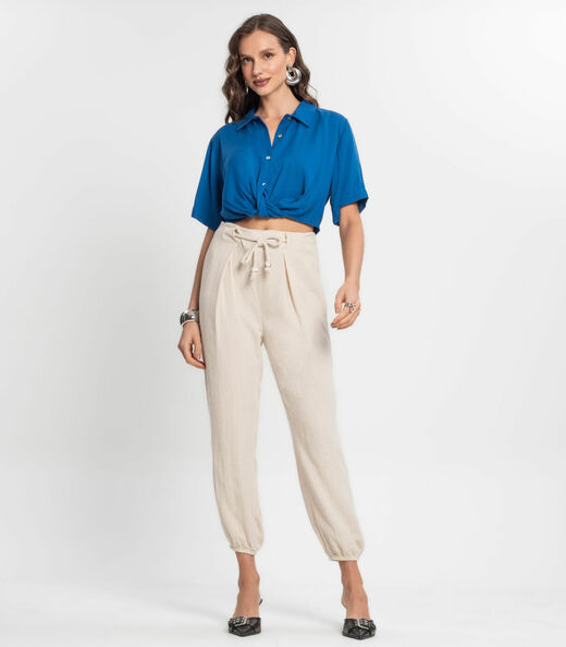 Camisa Cropped Feminina Endless Azul