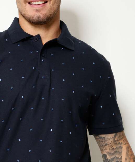 Polo Masculina Estampada Manga Curta MR