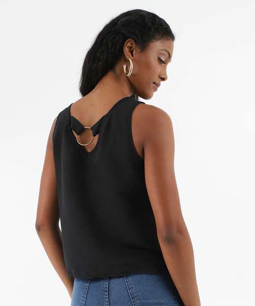 Blusa Regata Feminina Crepe Argola Marisa Preto