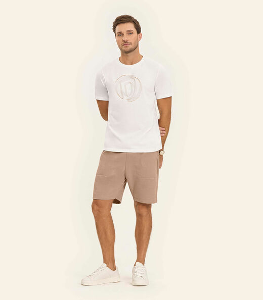 Camiseta em Meia Malha Masculina Diametro Bege