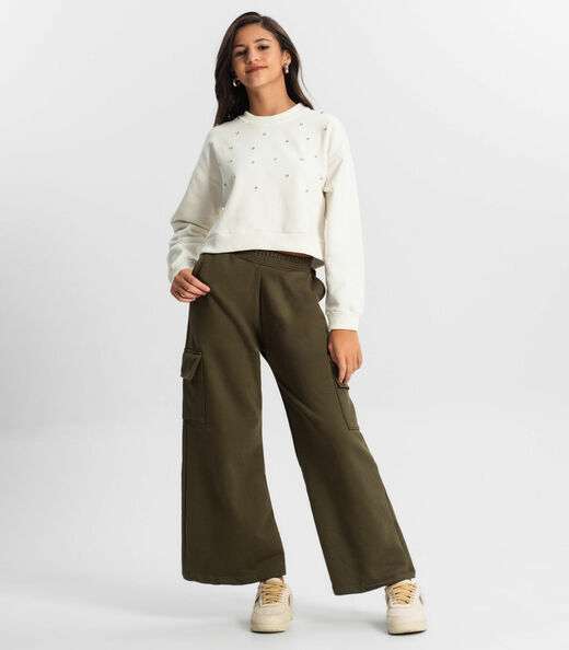 Blusão Juvenil Feminino Em Moletom Minty Bege