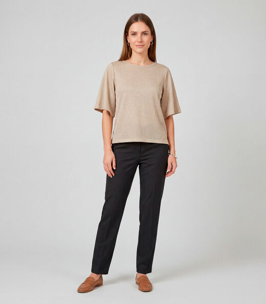 Blusa Feminina Manga Gôde Ampla Infinita Cor Bege