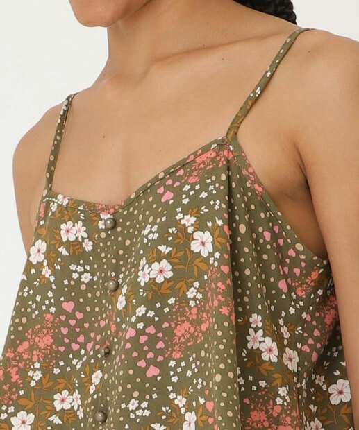 Blusa Feminina Estampa Flores Alças FInas Marisa