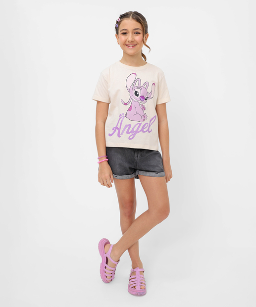 Blusa Juvenil Stitch Disney Tam 10 a 16 Bege