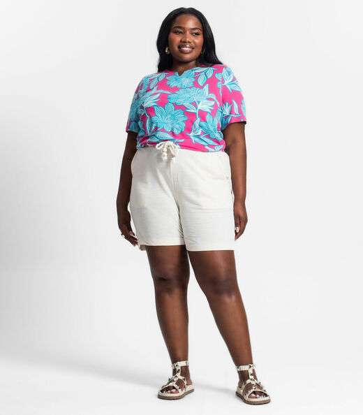 Blusa Manga Curta Feminina Plus Size Secret Glam Rosa