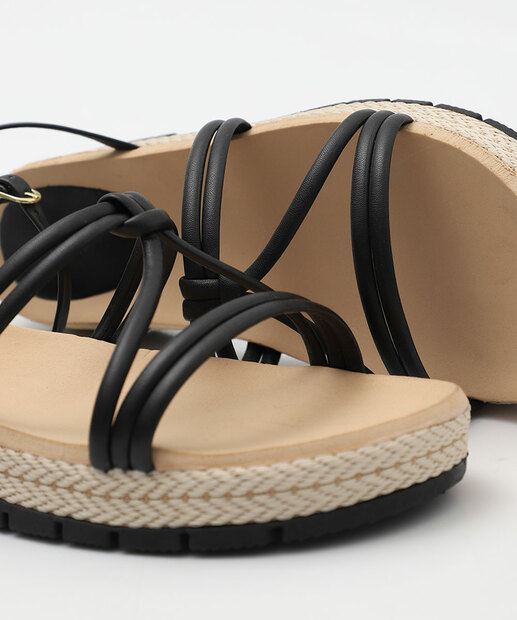 Sandália Flatform Tiras Feminina Marisa Preto
