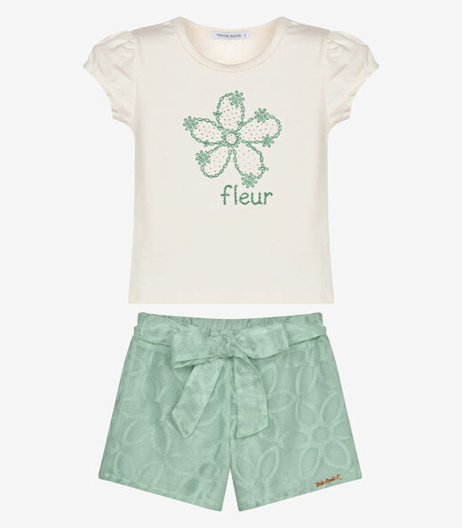 Conjunto Infantil Blusa Com Shorts Trick Nick Bege