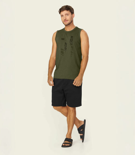 Regata Masculina Meia Malha Com Estampa Diametro Verde
