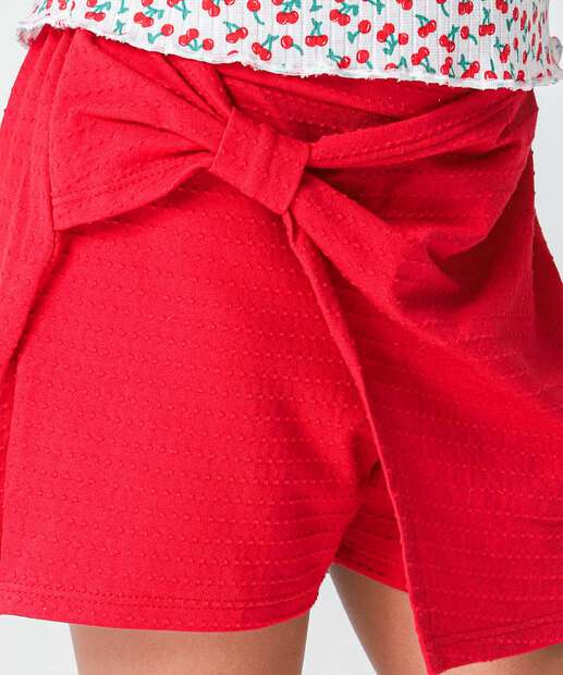 Short Saia Infantil Textura Marisa Tam 4 a 10 Vermelho