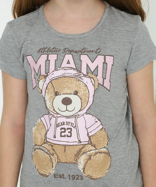 Blusa Infantil Estampa Urso Marisa Tam 4 a 10 Cinza