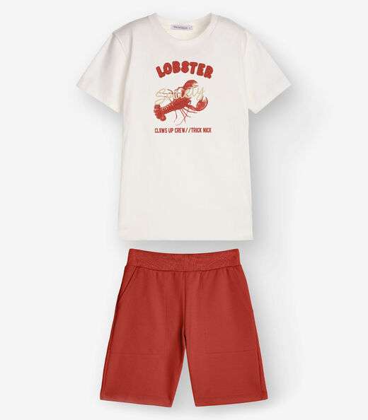 Image_Conjunto Camiseta com Bermuda Menino Trick Nick Bege