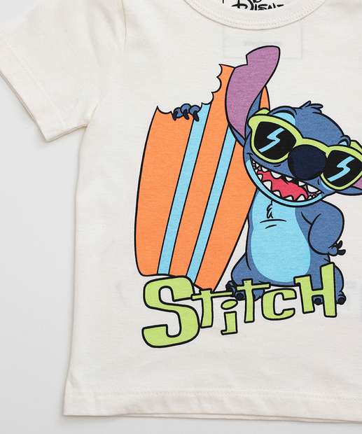 Conjunto Infantil Estampa Stitch Tam 1 a 3 Laranja