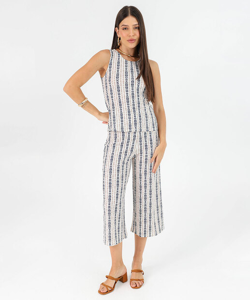 Image_Calça Feminina Pantacourt Estampado Marisa Off White