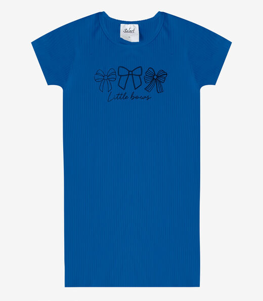 Vestido Infantil Ribana Canelada E Estampa Select Azul