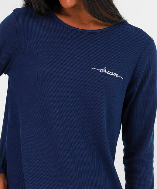 Pijama Feminino Longo Azul-Marinho Marisa