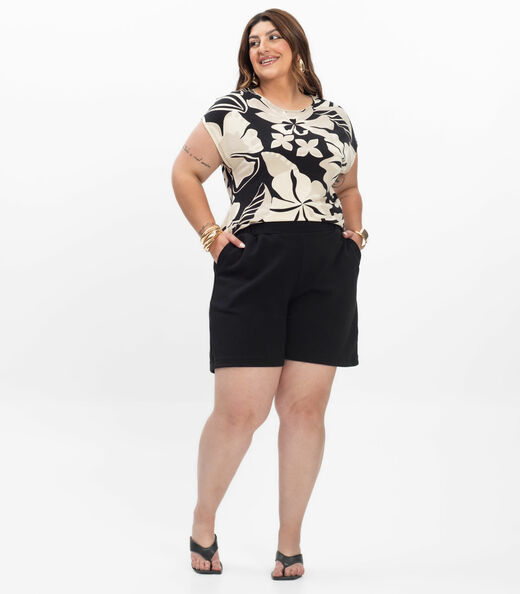 Shorts Feminino Plus Size Secret Glam Preto