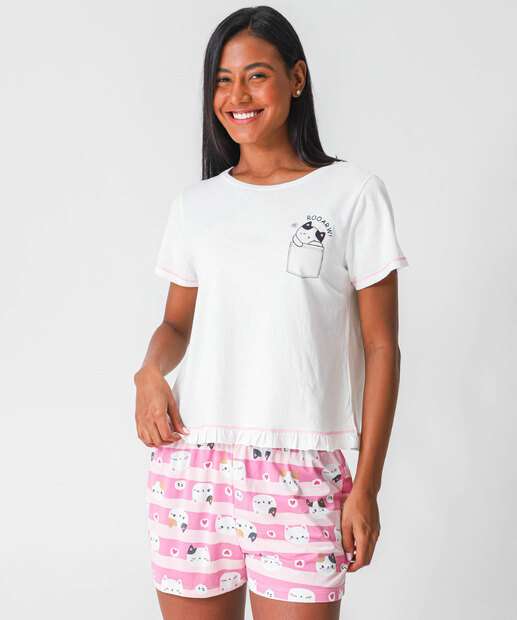 Image_Pijama Feminino Babado Gato Marisa Off White