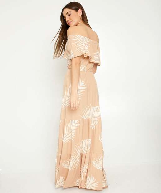 Vestido Longo Feminino Ciganinha Folhas Marisa