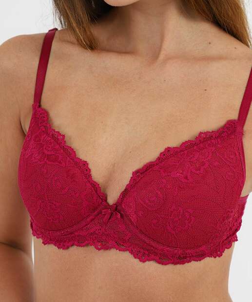 Sutiã De Renda Com Base E Com Bojo Marisa Rosa