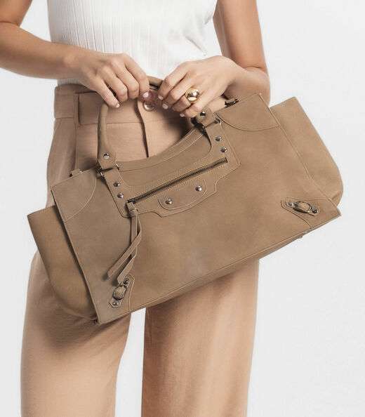 Bolsa Feminina Grande Camurça Sintética Bela Gaia Marrom