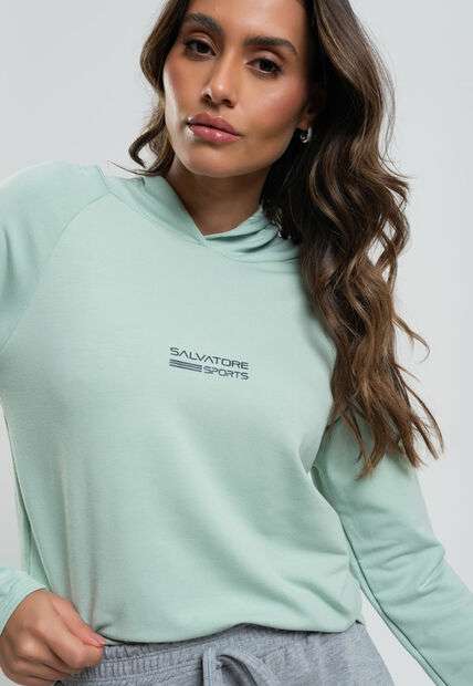 Casaco Esportivo Com Capuz Moletinho Verde Claro Salvatore Fashion