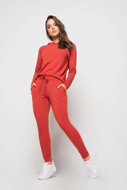 Conjunto  Comfy Com Casaco Capuz e Jogger Moletinho Terracota Salvatore Fashion