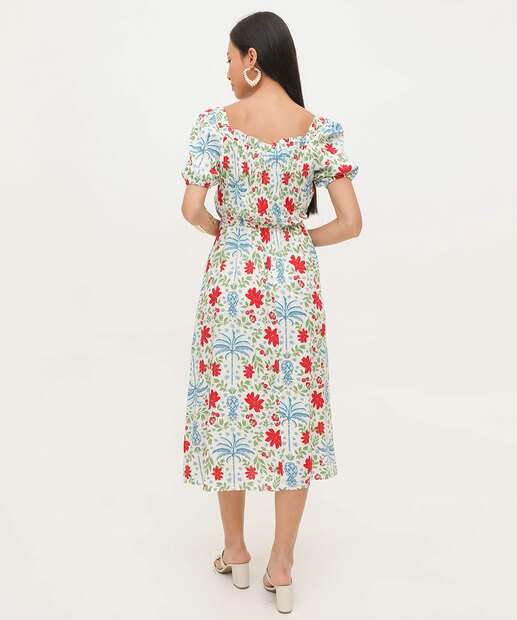Vestido Feminino Midi Floral Marisa