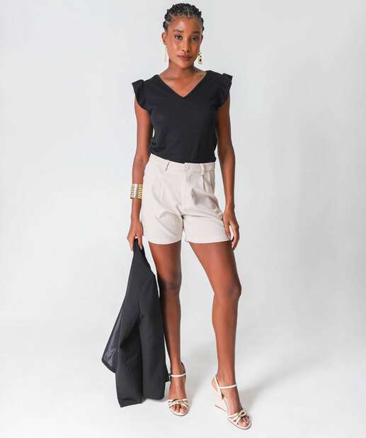 Blusa Feminina Babados Sem Manga Marisa