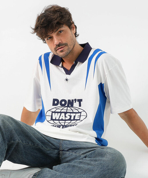 Image_Polo Masculina Estampada Manga Curta Marisa Off White