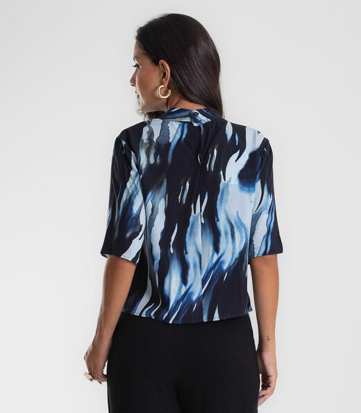 Blusa Endless Estampada Viscose Khyara Feminina Azul