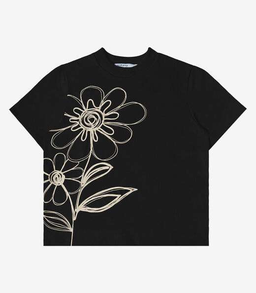 T- Shirt Feminina Com Detalhes Endless Preto