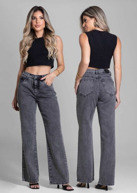 Calça Jeans Sawary Reta Brilho - 282931
