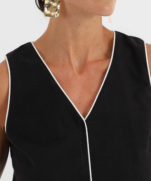 Blusa Regata Feminina Viés Alças Largas Marisa Preto