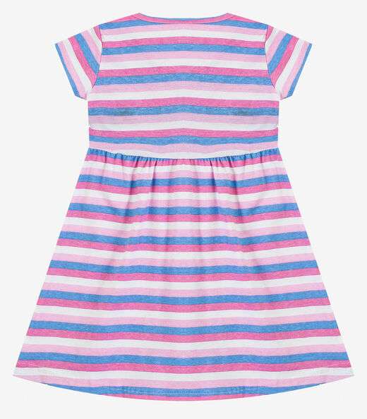 Vestido Infantil Manga Curta Estampado Biju Kids Rosa