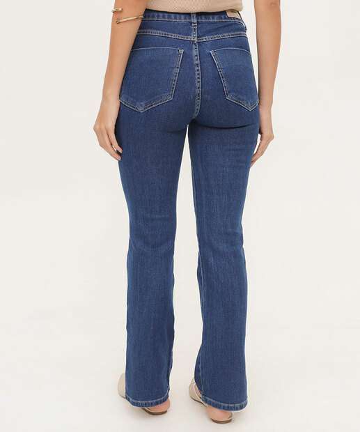 Calça Jeans Reta Feminina Fenda Sawary