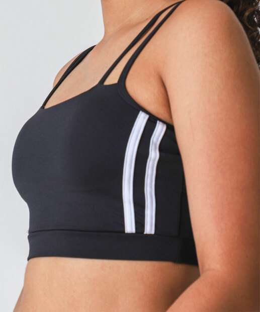 Top Fitness Alças Duplas Listras Marisa Preto