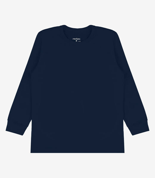 Camiseta Manga Longa Básica Rovitex Kids Azul