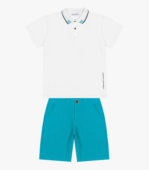 Conjunto Infantil Polo Com Bermuda Trick Nick Branco