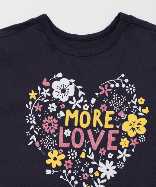 Blusa Infantil Manga Curta Estampada Marisa Tam 4 a 10 Azul