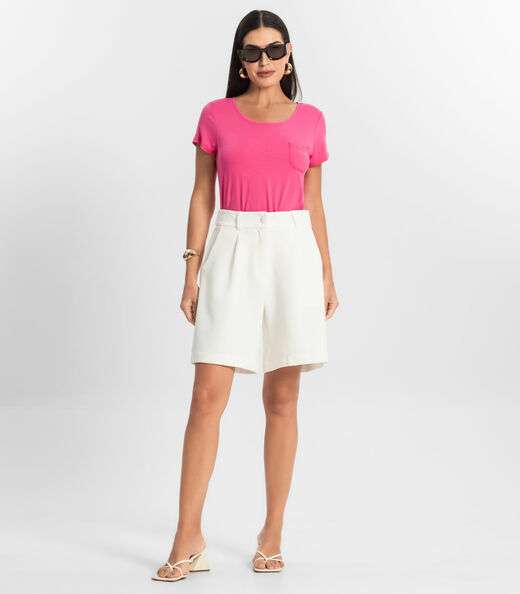 Blusa Feminina Viscotorcion Com Bolso Rovitex Rosa