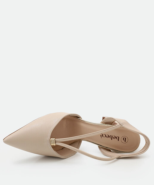 Scarpin Feminino Slingback Salto Grosso Bebecê Bege
