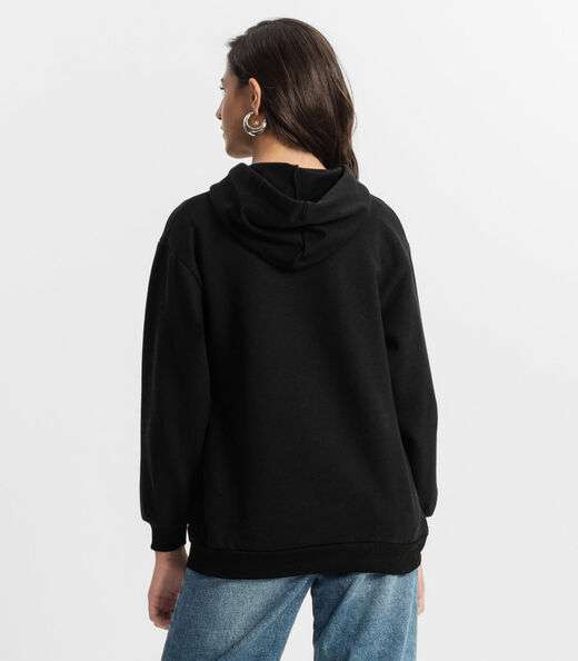 Moletom Juvenil Feminino Com Capuz Minty Preto