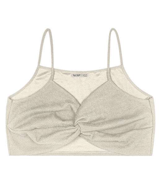 Blusa Cropped Feminina Plus Size Secret Glam Bege