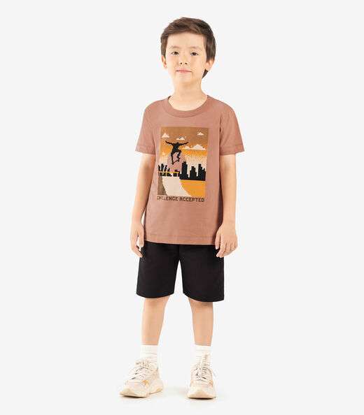 Camiseta Infantil Manga Curta Rovi Kids Marrom