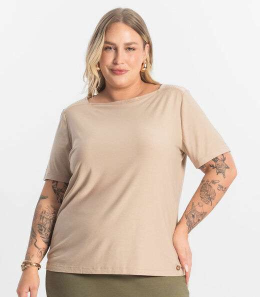 Blusa Feminina Manga Curta Secret Glam Marrom