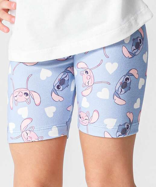 Conjunto Infantil Estampa Stitch Off White Disney Tam 4 a 10